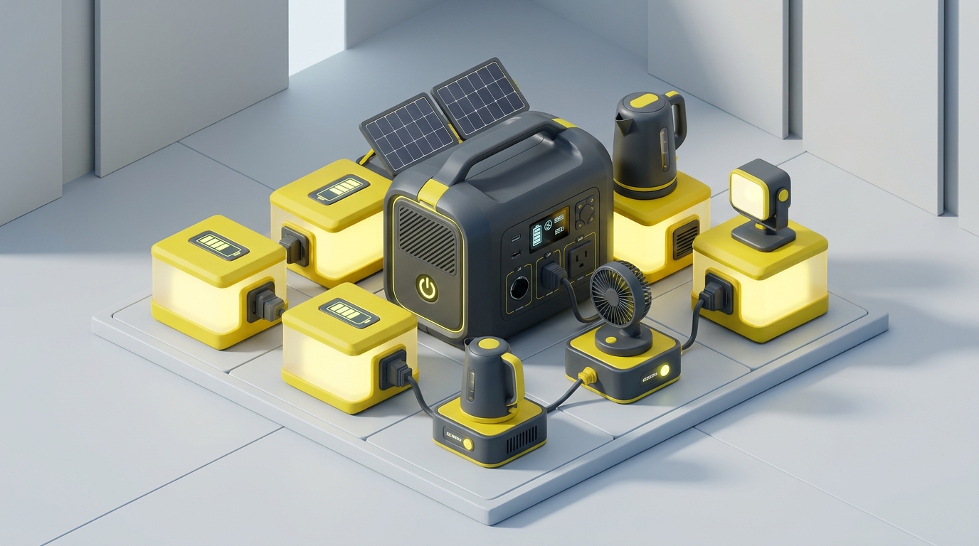 Modular 3D Tetris blocks representing solar battery station power calculation